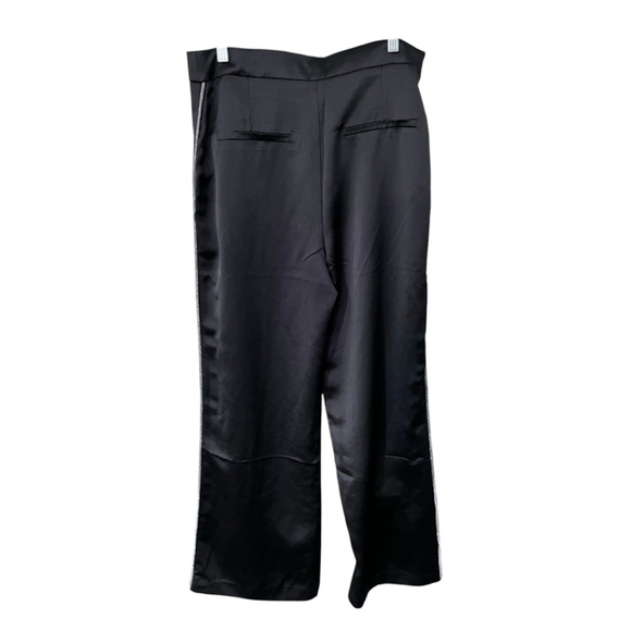 Jason Wu Black Wide Leg Rhinestone Atlas Pants Size 8 Pockets Women's High Rise - Picture 5 of 7
